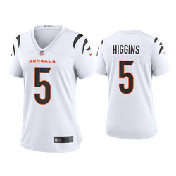 Women's Nike Cincinnati Bengals #5 Tee Higgins White Vapor Untouchable Stitched Football Jersey