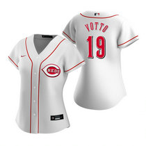 Women's Nike Cincinnati Reds #19 Joey Votto White Authentic Stitched MLB Jersey