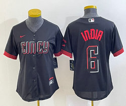 Women's Nike Cincinnati Reds #6 Jonathan India Black Game City MLB jersey