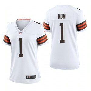 Women's Nike Cleveland Browns #1 Dad White 2021 Mother's Day Authentic Stitched NFL Jersey