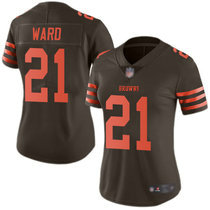 Women's Nike Cleveland Browns #21 Denzel Ward Brown Rush Limited Authentic stitched NFL jersey