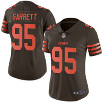 Women's Nike Cleveland Browns #95 Myles Garrett Brown Rush Authentic stitched NFL jersey