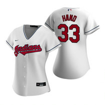 Women's Nike Cleveland Indians #33 Brad Hand White Game Authentic Stitched MLB Jersey
