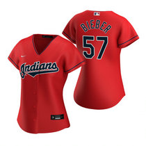 Women's Nike Cleveland Indians #57 Shane Bieber Red Game Authentic Stitched MLB Jersey