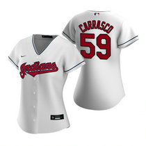 Women's Nike Cleveland Indians #59 Carlos Carrasco White Game Authentic Stitched MLB Jersey