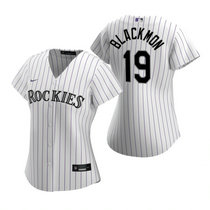 Women's Nike Colorado Rockies #19 Charlie Blackmon White Game Authentic Stitched MLB Jersey