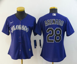 Women's Nike Colorado Rockies #28 Nolan Arenado Purple Game Authentic Stitched MLB Jersey