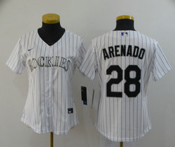 Women's Nike Colorado Rockies #28 Nolan Arenado White Authentic Stitched MLB Jersey