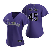 Women's Nike Colorado Rockies #45 Scott Oberg Purple Game Authentic Stitched MLB Jersey