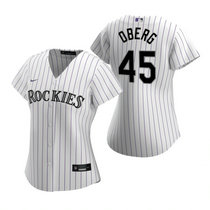 Women's Nike Colorado Rockies #45 Scott Oberg White Game Authentic Stitched MLB Jersey