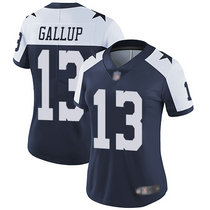 Women's Nike Dallas Cowboys #13 Michael Gallup Navy Blue Thanksgiving Vapor Untouchable Limited Authentic Stitched NFL Jersey