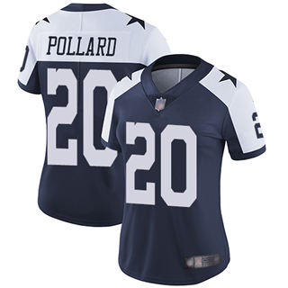 Women's Nike Dallas Cowboys #20 Tony Pollard Blue Thanksgiving Vapor Untouchable Authentic Stitched NFL Jersey
