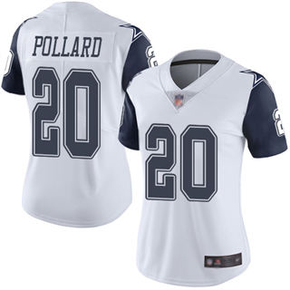 Women's Nike Dallas Cowboys #20 Tony Pollard White Rush Authentic Stitched NFL Jersey