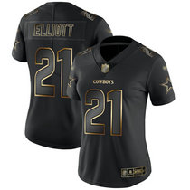 Women's Nike Dallas Cowboys #21 Ezekiel Elliott Black Gold Vapor Untouchable Authentic Stitched NFL jersey