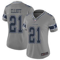 Women's Nike Dallas Cowboys #21 Ezekiel Elliott Grey Inverted Legend Vapor Untouchable Authentic Stitched NFL jersey