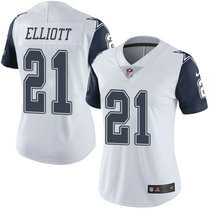 Women's Nike Dallas Cowboys #21 Ezekiel Elliott White Rush NFL Jersey