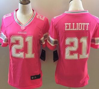 Women's Nike Dallas Cowboys #21 Ezekiel Elliott pink Authentic Stitched NFL jerseys