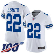 Women's Nike Dallas Cowboys #22 Emmitt Smith 100th Season White Vapor Untouchable Authentic Stitched NFL Jersey