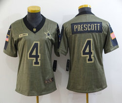 Women's Nike Dallas Cowboys #4 Dak Prescott 2021 salute to service Authentic Stitched NFL Jersey