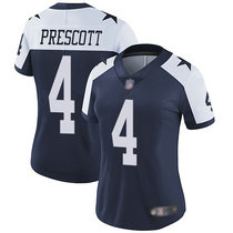 Women's Nike Dallas Cowboys #4 Dak Prescott Blue Thanksgiving Vapor Untouchable Authentic Stitched NFL Jersey