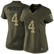Women's Nike Dallas Cowboys #4 Dak Prescott Green Salute To Service Authentic Stitched NFL jerseys