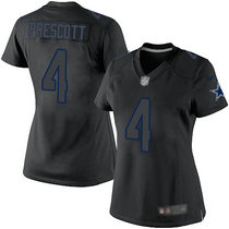 Women's Nike Dallas Cowboys #4 Dak Prescott Impact Black Authentic Stitched NFL Jersey