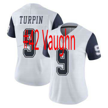 Women's Nike Dallas Cowboys #42 Decue Vaughn White Rush Authentic Stitched NFL Jersey