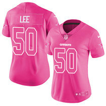 Women's Nike Dallas Cowboys #50 Sean Lee Pink Rush Fashion Authentic Stitched NFL Jersey