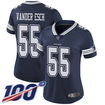Women's Nike Dallas Cowboys #55 Leighton Vander Esch 100th Season Blue Vapor Untouchable Authentic Stitched NFL Jersey