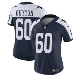 Women's Nike Dallas Cowboys #60 Tyler Guyton Navy Thanksgiving 2024 Draft Vapor Untouchable Football Jersey