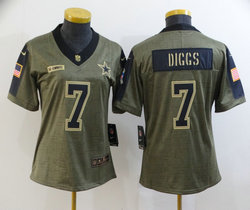 Women's Nike Dallas Cowboys #7 Trevon Diggs 2021 salute to service Authentic Stitched NFL Jersey