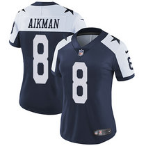 Women's Nike Dallas Cowboys #8 Troy Aikman Blue Thanksgiving Vapor Untouchable Authentic Stitched NFL Jersey