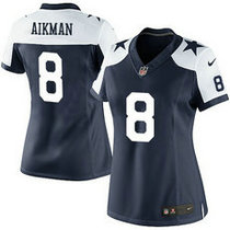 Women's Nike Dallas Cowboys #8 Troy Aikman Navy Blue Thanksgiving Authentic Stitched NFL Jerseys