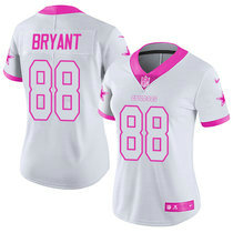 Women's Nike Dallas Cowboys #88 Dez Bryant White Pink Rush Fashion NFL Jersey