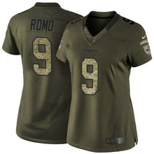 Women's Nike Dallas Cowboys #9 Tony Romo Army Green Salute To Service Limited Authentic Stitched NFL jersey