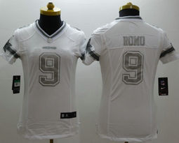 Women's Nike Dallas Cowboys #9 Tony Romo White Platinum Authentic stitched NFL jersey