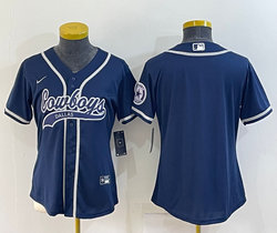 Women's Nike Dallas Cowboys Blank Blue Joint Authentic Stitched baseball jersey
