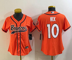 Women's Nike Denver Broncos #10 Bo Nix Orange Joint Authentic Stitched baseball jersey