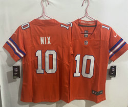 Women's Nike Denver Broncos #10 Bo Nix Orange Throwback 2024 Authentic Stitched NFL Jersey