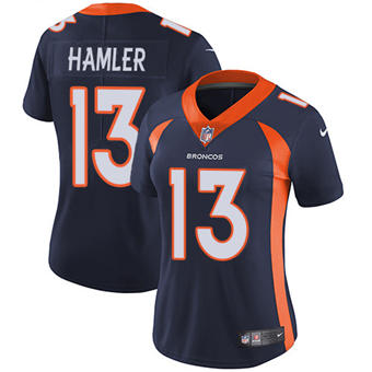 Women's Nike Denver Broncos #13 KJ Hamler Navy Blue Vapor Untouchable Authentic stitched NFL jersey