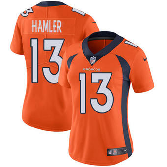 Women's Nike Denver Broncos #13 KJ Hamler Orange Vapor Untouchable Authentic stitched NFL jersey