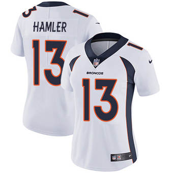 Women's Nike Denver Broncos #13 KJ Hamler White Vapor Untouchable Authentic stitched NFL jersey