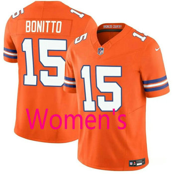 Women's Nike Denver Broncos #15 Nik Bonitto Orange Throwback Authentic Stitched NFL Jersey