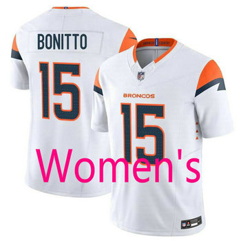 Women's Nike Denver Broncos #15 Nik Bonitto White Authentic Stitched NFL Jersey