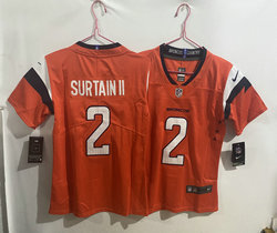 Women's Nike Denver Broncos #2 Pat Surtain II Orange 2024 Authentic Stitched NFL Jersey
