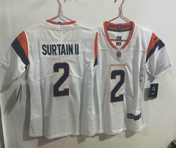 Women's Nike Denver Broncos #2 Pat Surtain II White 2024 Authentic Stitched NFL Jersey
