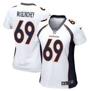Women's Nike Denver Broncos #69 Mike McGlinchey White Vapor Untouchable Authentic Stitched NFL Jersey