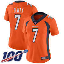 Women's Nike Denver Broncos #7 John Elway 100th Season Orange Vapor Untouchable Authentic Stitched NFL Jersey