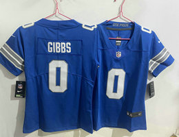 Women's Nike Detroit Lions #0 Jahmyr Gibbs Blue Authentic Stitched NFL Jersey