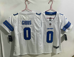 Women's Nike Detroit Lions #0 Jahmyr Gibbs White Authentic Stitched NFL Jersey